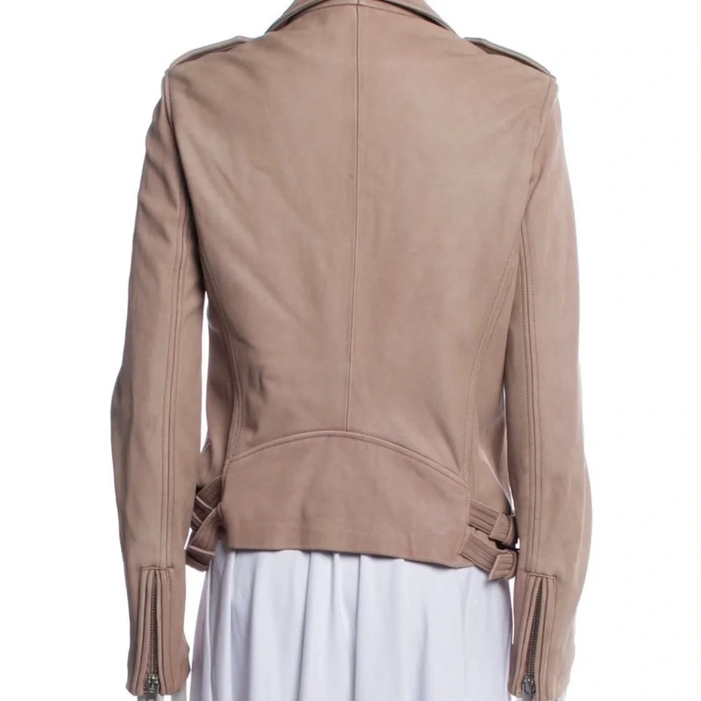 IRO DUSTY PINK MOTORCYCLE LEATHER JACKET-SIZE 40-UNWORN- RETAIL $1250.
